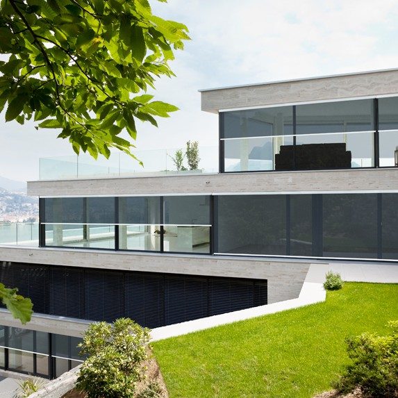 Image of alpha external awning on a house with water views